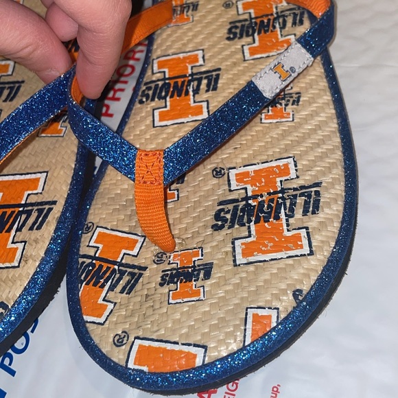 ILLINOIS FIGHTING ILLINI blue orange glitter sandal flip flops spring summer ILI - Picture 6 of 11